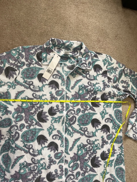 Casual Night Women's Printed Zipper Front Micro Fleece Robe Duster Size Medium - Picture 7 of 8
